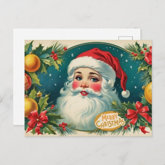 Vrolijk kerstfeest kerstman met Ornamenten Feestdagenkaart (Voorkant / Achterkant)