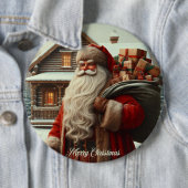 Vrolijk kerstfeest kerstman ronde button 6,0 cm (In situ)