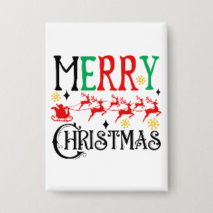 Vrolijk Kerstfeest Kerstman Sleigh-61049 T-shirt Button