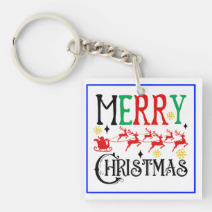 Vrolijk Kerstfeest Kerstman Sleigh-61049 T-shirt Sleutelhanger
