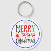 Vrolijk Kerstfeest Kerstman Sleigh-61049 T-shirt Sleutelhanger (Voorkant)