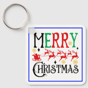 Vrolijk Kerstfeest Kerstman Sleigh-61049 T-shirt Sleutelhanger