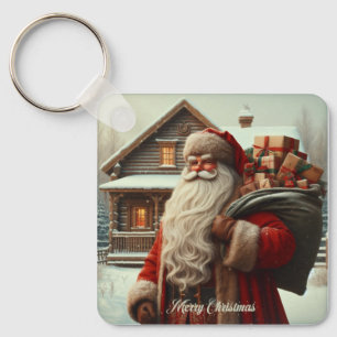Vrolijk kerstfeest kerstman sleutelhanger