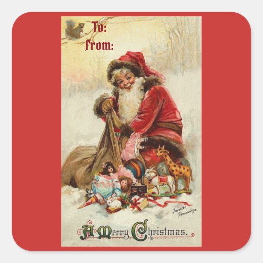 Vrolijk kerstfeest kerstman vierkante sticker (Voorkant)