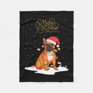 Vrolijk kerstfeest Kerstmis Kerstmis Franse Bulldo Fleece Deken