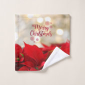 Vrolijk kerstfeest, Kerstpoinsettia Bad Handdoek (Wasdoekje)