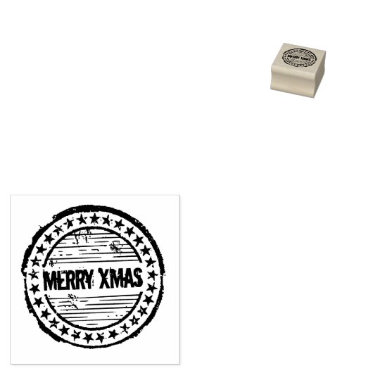 Vrolijk kerstfeest, kerststempel rubberstempel (Gestempeld)