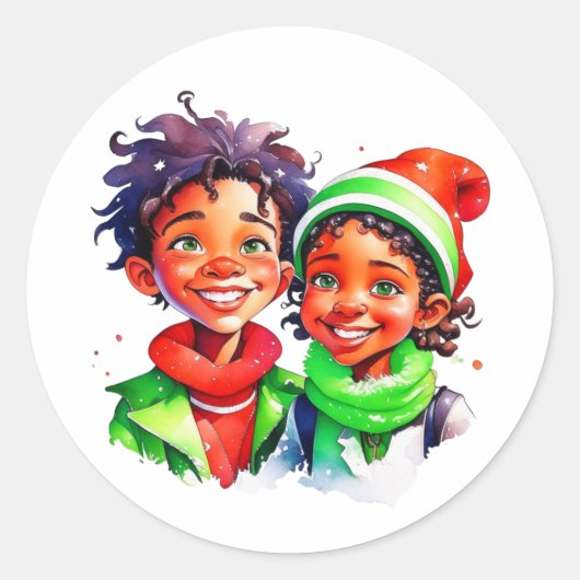 vrolijk kerstfeest |  KINDER Ronde Sticker (Voorkant)