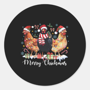 Vrolijk Kerstfeest Kip Coquette Kip Ronde Sticker