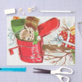 Vrolijk kerstfeest Kitten in de brievenbus Tissuepapier (Craft)