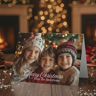 Vrolijk Kerstfeest Klassieke Custom Family Foto Feestdagen Kaart