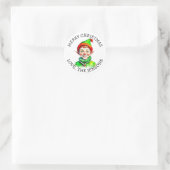 vrolijk kerstfeest |  kleine elf gepersonaliseerd ronde sticker (Tas)