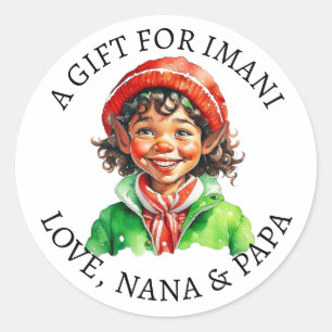 vrolijk kerstfeest kleine elf ronde sticker