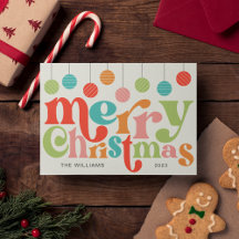 Vrolijk kerstfeest kleurrijke retro Ornamenten