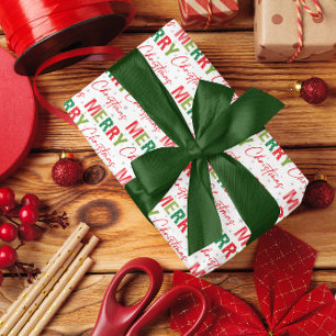 Vrolijk Kerstfeest Kleurrijke Retro Typografie Pat Cadeaupapier