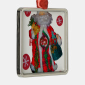 Vrolijk Kerstfeest Kleurrijke Sinterklaas Art Prin Metalen Ornament (Rechts)