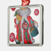 Vrolijk Kerstfeest Kleurrijke Sinterklaas Art Prin Metalen Ornament (Links)