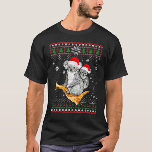 Vrolijk kerstfeest Koala Pet kerstman in sneeuw Ug T-shirt (Voorkant)