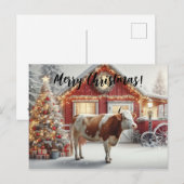 Vrolijk kerstfeest Koe Briefkaart (Voorkant / Achterkant)