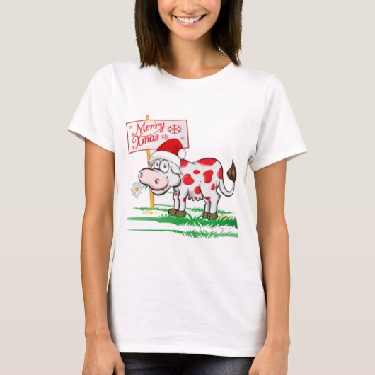Vrolijk kerstfeest Koe T-shirt (Voorkant)