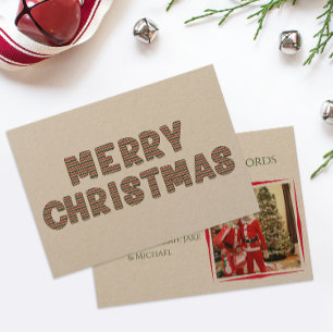 Vrolijk Kerstfeest Kraft Foto Vakantie Kaart
