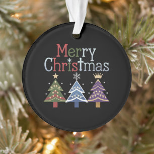 Vrolijk kerstfeest Kruis Kerstboom Retro Ornament