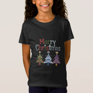 Vrolijk kerstfeest Kruis Kerstboom Retro T-shirt