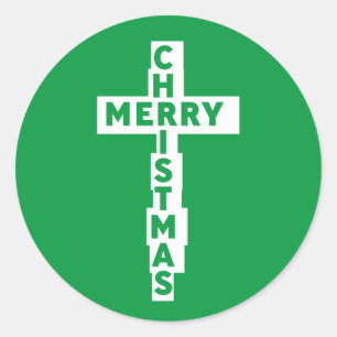 Vrolijk kerstfeest, kruis ronde sticker