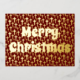 Vrolijk kerstfeest Kruiselegant retro rode bogung Folie Feestdagen Briefkaart