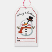Vrolijk kerstfeest label met lachende sneeuwman cadeaulabel (Achterkant)