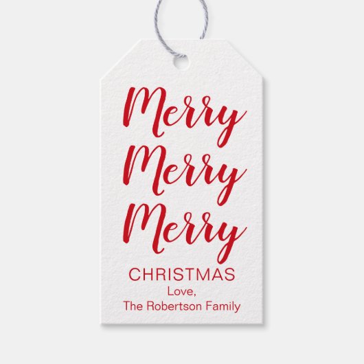 Vrolijk kerstfeest Labels in rood of uw kleurkeuze Cadeaulabel (Voorkant)