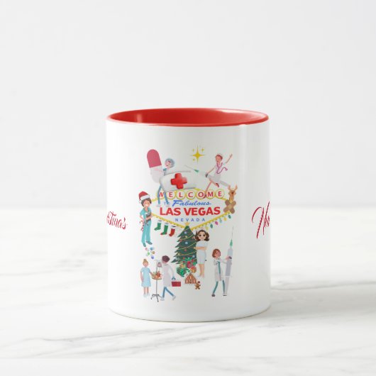 Vrolijk Kerstfeest Las Vegas Verpleegster Mok (Midden)