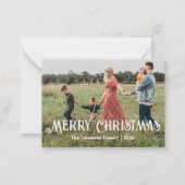 Vrolijk Kerstfeest Leuk Chic Script Foto Vakantie  Notitiekaartje (Voorkant)