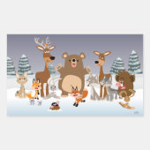 vrolijk kerstfeest! Leuke Bos Dieren Sticker (Voorkant)