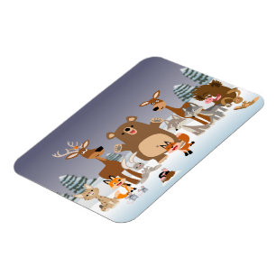 vrolijk kerstfeest! Leuke dieren Flexibele magneet