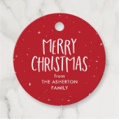 Vrolijk Kerstfeest Leuke eenvoudige rode sterren s Bedankjes Labels (Voorkant)