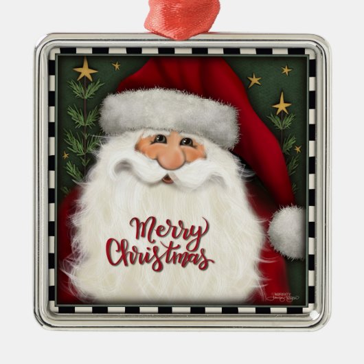 Vrolijk Kerstfeest Leuke Kerstman Inspirivity Vaka Metalen Ornament (Voorkant)