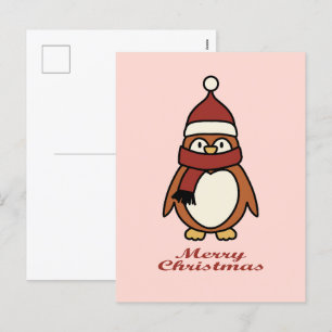 Vrolijk Kerstfeest Leuke Pinguïn Feestdagenkaart
