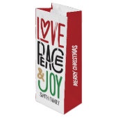 Vrolijk kerstfeest | Liefde, vrede en vreugde, uw Wijn Cadeautas (Achterkant Gekanteld)