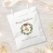 Vrolijk kerstfeest, loof krans met gouden klokken bedankzakje (Geknipt)