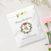 Vrolijk kerstfeest, loof krans met gouden klokken bedankzakje (Gezegeld)