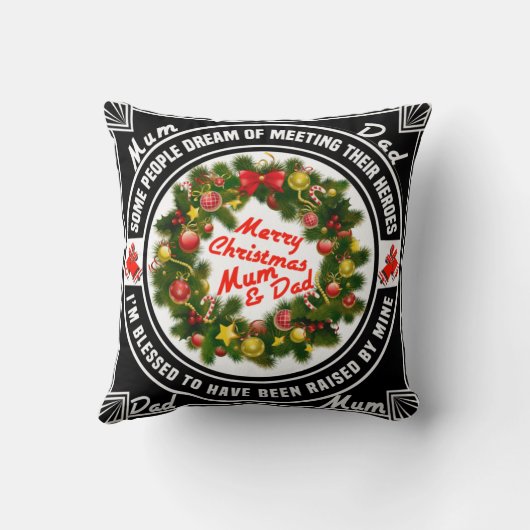 Vrolijk Kerstfeest Ma en Pap Kussen (Achterkant)