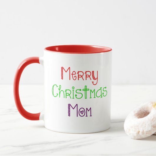 Vrolijk kerstfeest Mam Colorful Gift Mok (Met donut)