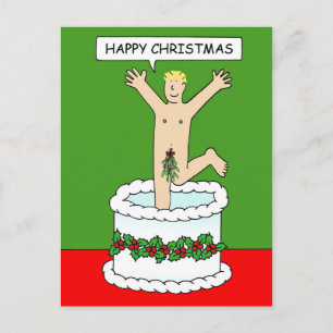 Vrolijk kerstfeest Man van een Cake Briefkaart
