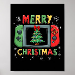 Vrolijk Kerstfeest Mannen Jongens Kinder Gaming Ga Poster