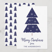 Vrolijk Kerstfeest Marine Kerstboom Sneeuwvlokken Feestdagenkaart (Voorkant / Achterkant)