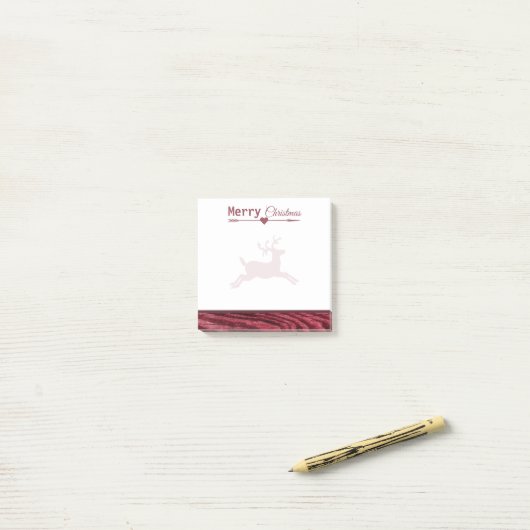 Vrolijk kerstfeest Marsala Rustic Reindeer 3x3 Post-it® Notes (Op bureau)