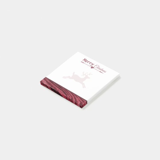 Vrolijk kerstfeest Marsala Rustic Reindeer 3x3 Post-it® Notes (Schuin)