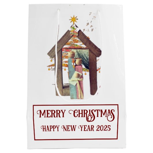 Vrolijk kerstfeest! medium cadeauzakje (Achterkant)