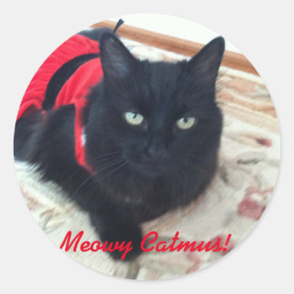 Vrolijk kerstfeest - Meowy Catmus! met Smoky Ronde Sticker